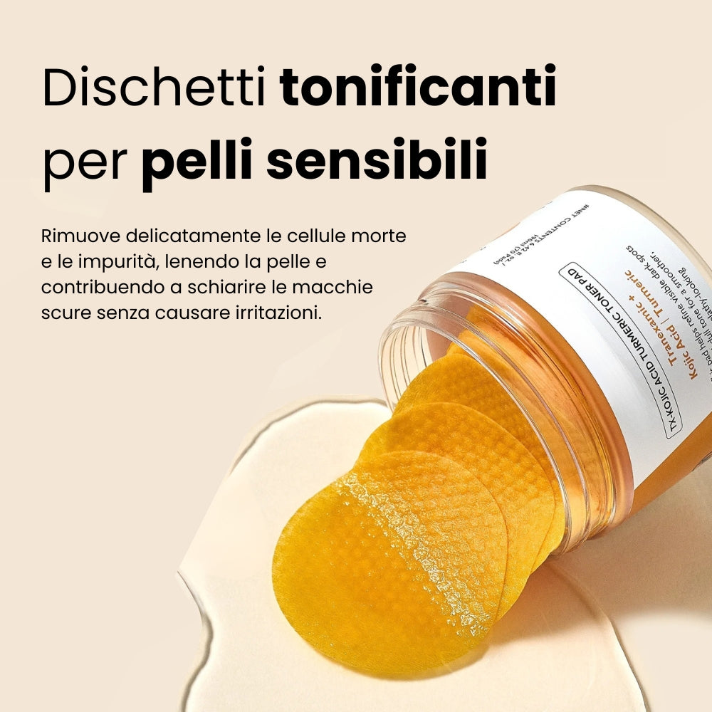 Dischetti Tonificanti all'acido Kojico e Curcuma (70 pezzi)